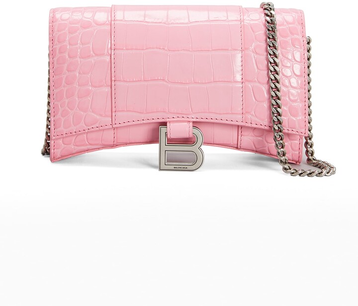 Balenciaga Hourglass CrocEmbossed Wallet Crossbody Bag ShopStyle