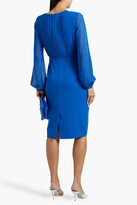Thumbnail for your product : Badgley Mischka Wrap-effect chiffon-paneled pleated crepe dress