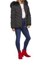 Thumbnail for your product : Miss Selfridge Fur Hooded Puffer Black