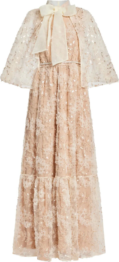 Self-Portrait Embellished Cape Maxi Dress