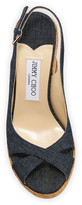 Thumbnail for your product : Jimmy Choo Amely Denim Cork Wedge Sandals
