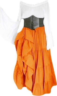 Kanpola Tops Gothic Cosplay Retro Long Gown Dress Kanpola Women Medieval Renaissance Floor Length Wine