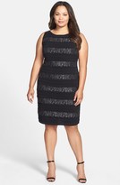 Thumbnail for your product : Calvin Klein Lace & Tucked Jersey Tiered Cocktail Dress (Plus Size)