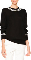 Thumbnail for your product : Dolce & Gabbana Daisy-Applique Long-Sleeve Sweater, Black/White/Yellow