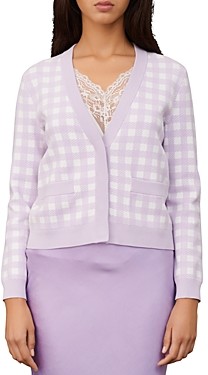 pink checkered cardigan