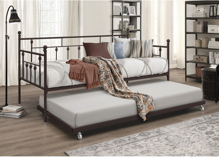 Home Design Aine Twin Metal Daybed with Trundle Brown