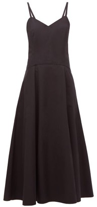 Three Graces London Aveline Cut-out Cotton-poplin Midi Dress - Black