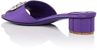 Ferragamo Women's Double-Gancini-Buckle Silk Mules - Purple