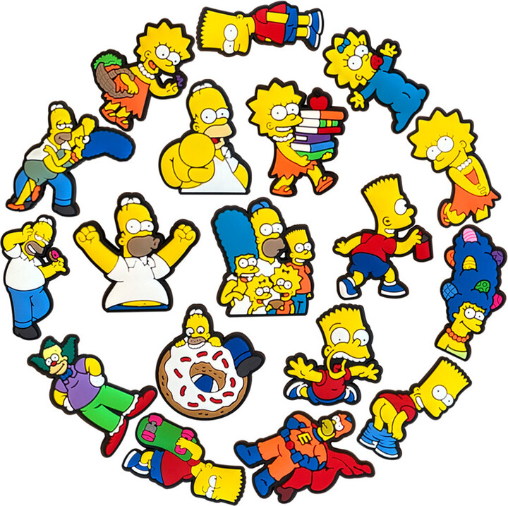 MINISO 18Pcs Simpson Decoration Anime Shoe Charms Cute Sandals Shoes Accessories Kawaii PVC Badges for Male and Female Children