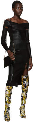 Versace Jeans Couture Black Lame Slit Skirt