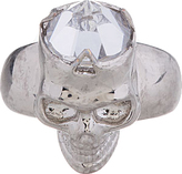 Thumbnail for your product : Alexander McQueen Silver & Crystal Lobotomized Skull Ring