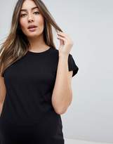 Thumbnail for your product : ASOS Maternity DESIGN Maternity t-shirt in boyfriend fit with rolled sleeve and curved hem in black