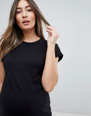 ASOS Maternity DESIGN Maternity t-shirt in boyfriend fit with rolled sleeve and curved hem in black
