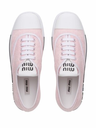 スニーカー MIU MIU  Sneakers Women Fabric Pink/Alabaster Miu Miu Terry-Cloth low-top sneakers - ShopStyle