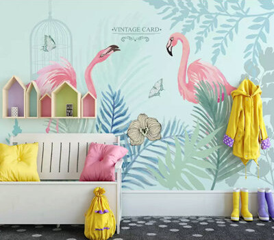 Bay Isle Home Flamingo Banana Leaves Tropical Removable Textured Wallpaper