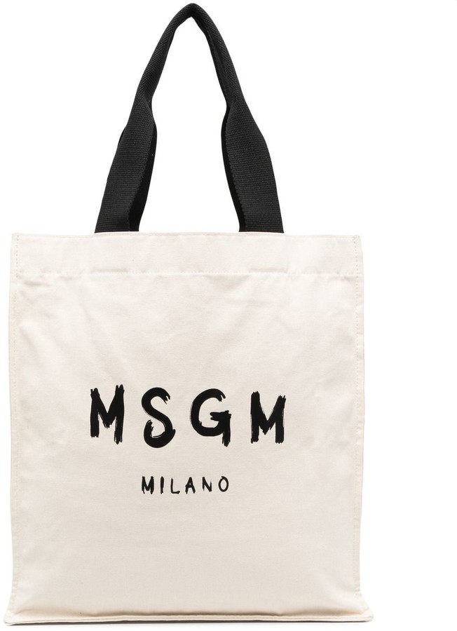 MSGM Logo-Print Cotton Tote Bag - ShopStyle