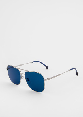Paul Smith Matte Silver And Deep Navy 'Avery' Sunglasses