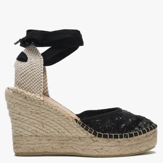 black tie espadrille wedges