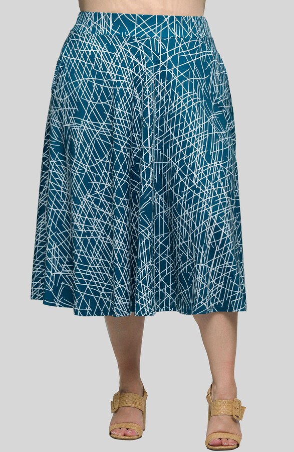 24seven Comfort Apparel Pull-On Midi Skirt