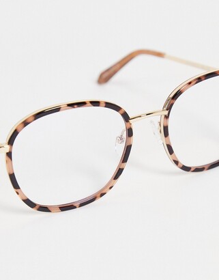 Quay Jezabell Inlay round blue light glasses in brown