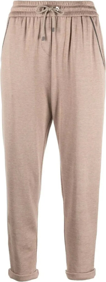 Brunello Cucinelli Mélange Effect Cotton-Blend Tapered Trousers
