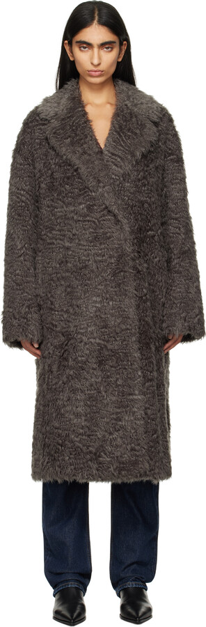Stand Studio Gray Nicole Faux-Fur Coat ShopStyle