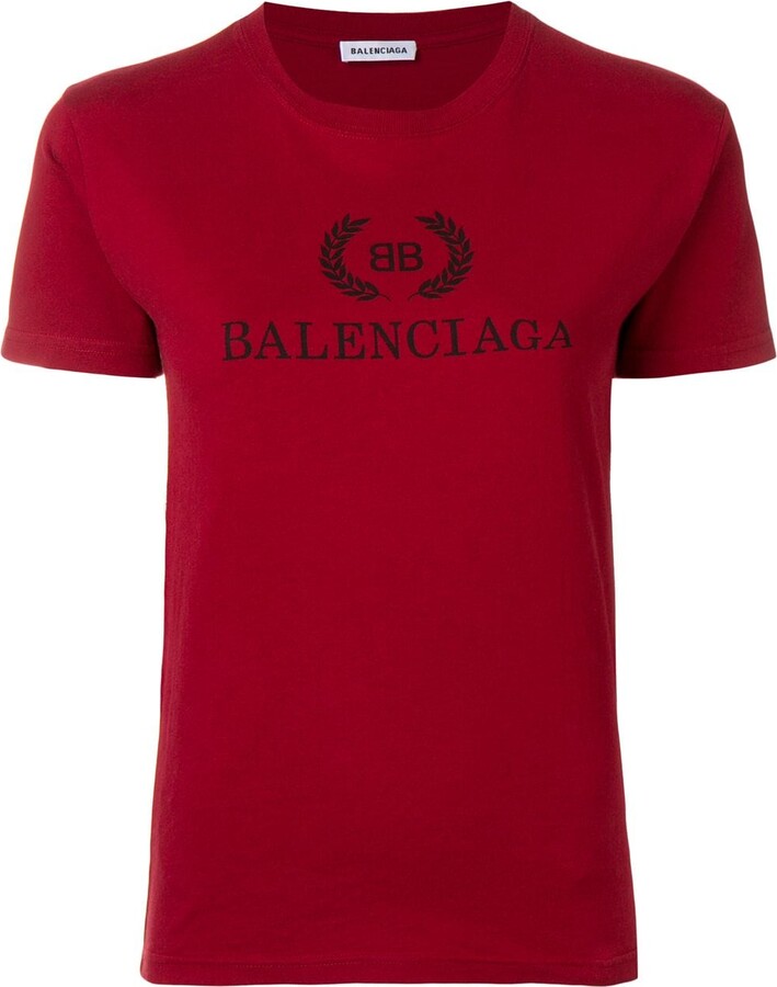 Balenciaga Red 'Maison Balenciaga' T-Shirt - ShopStyle