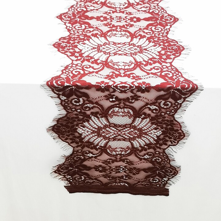 Wine Red Lace Table Runner, Wedding Table Runners, Runners 12" Wide 6 To 18
