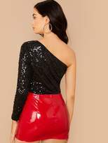 Thumbnail for your product : Shein One Shoulder Sequin Crop Top