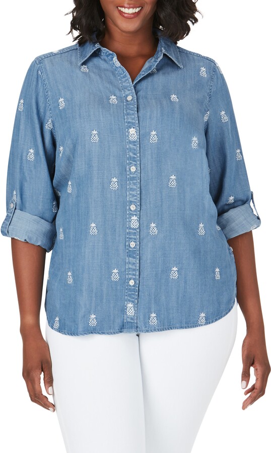 plus size denim chambray shirt