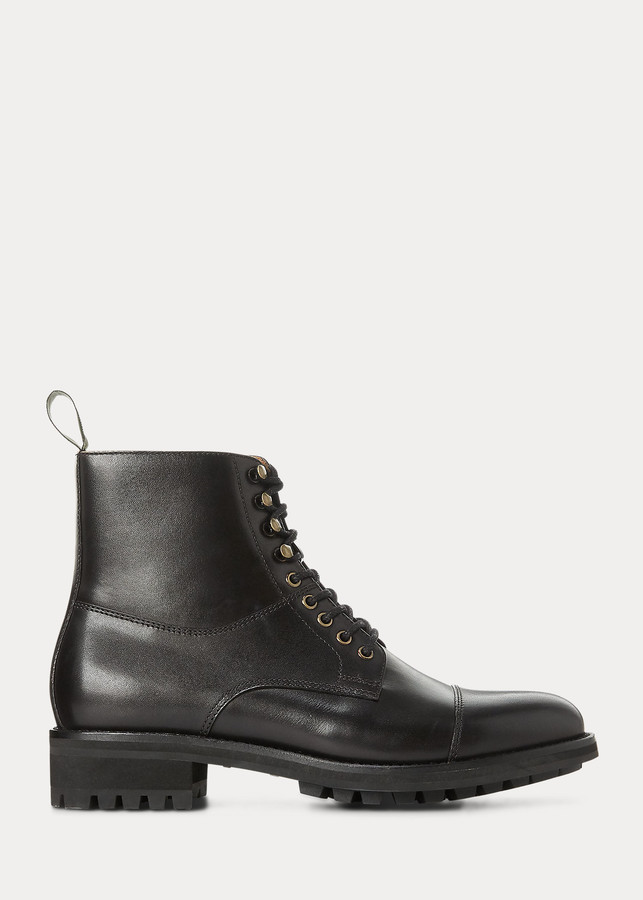 Ralph Lauren Bryson Cap-Toe Leather Boot - ShopStyle