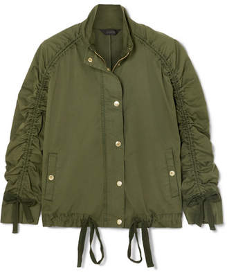 J.Crew Ruched Stretch-cotton Jacket - Army green