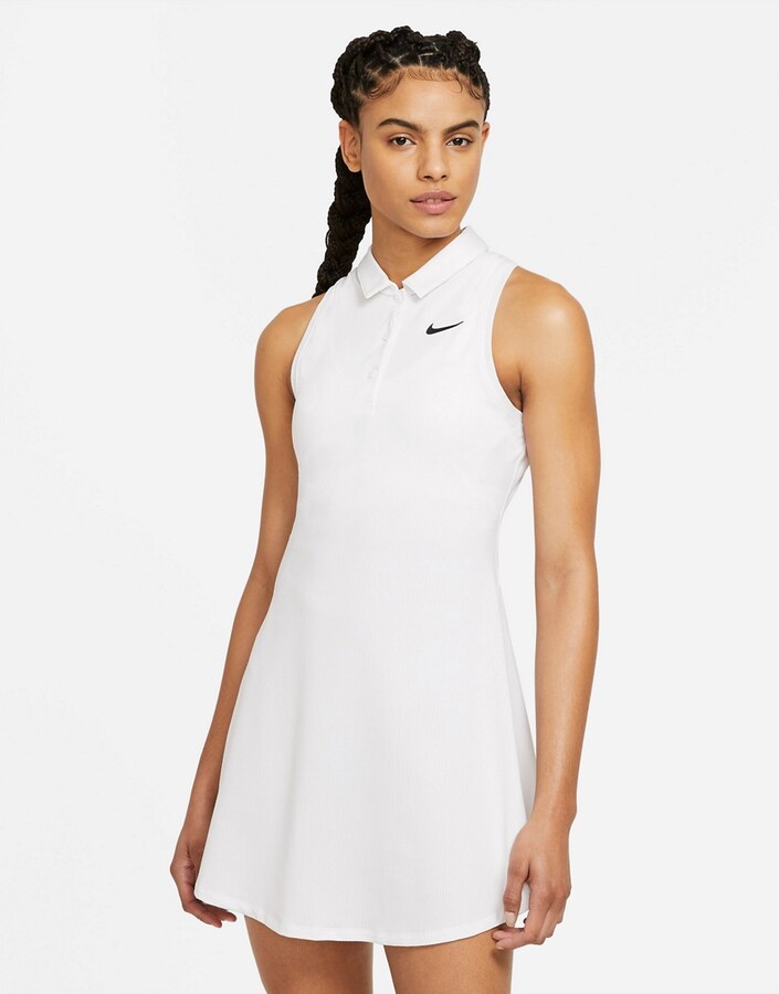 Nike Court Victory polo shirt sleeveless dress in white - ShopStyle