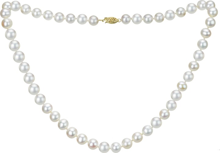 18 18k Yellow Gold 11-11.5mm White Freshwater Cultured High Luster Pearl Necklace 