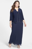 Thumbnail for your product : Alex Evenings Rhinestone Trim Gown & Jacket (Plus Size)