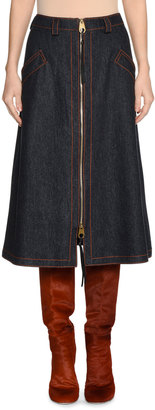 Agnona A-Line Denim Midi Skirt