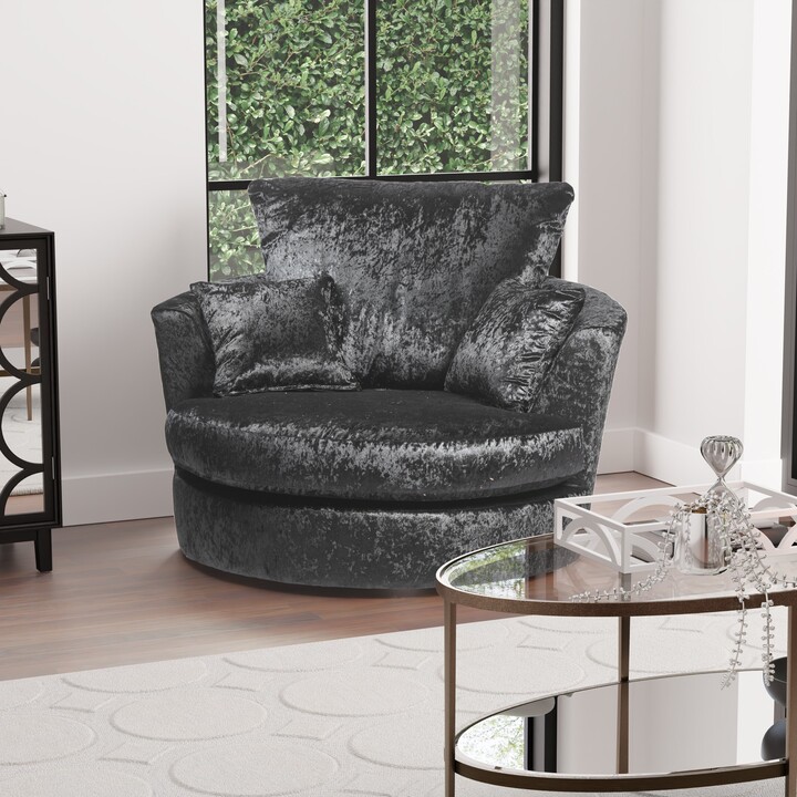 SofasWorld Collection Blake Crushed Velvet Swivel Chair Black ShopStyle