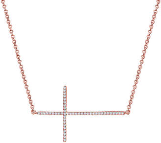 Lafonn Classic Rose Gold Over Silver Simulated Diamond Sideway Cross Necklace
