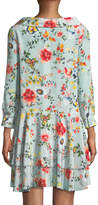 Thumbnail for your product : Alice + Olivia Moore Button-Down Layered Floral-Print Silk Tunic Dress