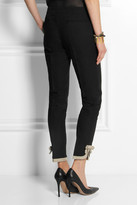 Thumbnail for your product : RED Valentino Bow-embellished cotton and linen-blend straight-leg pants