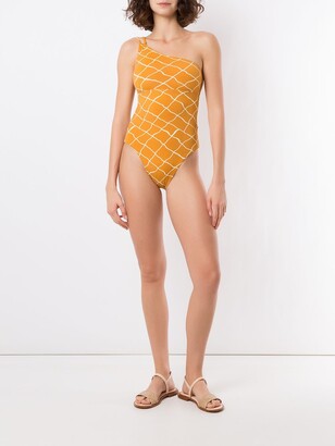 ESC One-Shoulder Graphic-Print Swimsuit