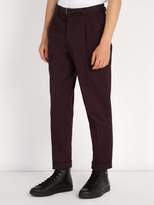 Thumbnail for your product : Prada Belted Stretch Cotton Chino Trousers - Mens - Burgundy
