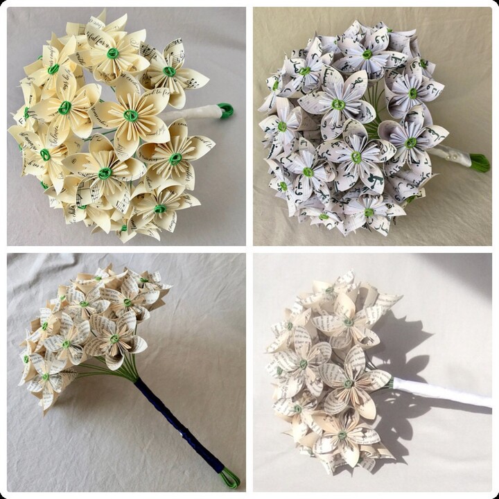 Etsy Custom Bridal Bouquet in Origami Paper Flowers Made To Order