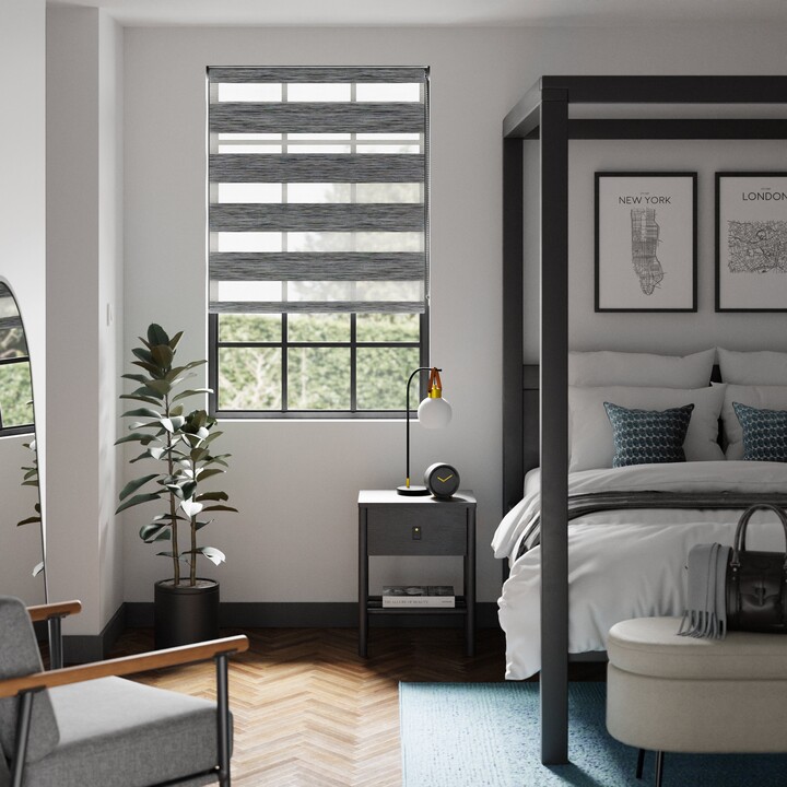 Dunelm Stria Day and Night Premium Roller Blind Charcoal ShopStyle Decor