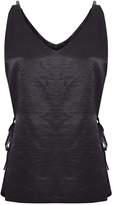 Thumbnail for your product : PrettyLittleThing Black Hammered Satin Tie Side Cami Top