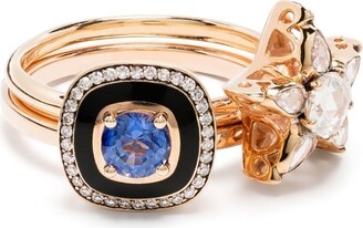 Selim Mouzannar 18kt rose gold Mina diamond and sapphire ring set