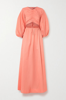 STAUD Tangier Ruched Cutout Crepe Maxi Dress