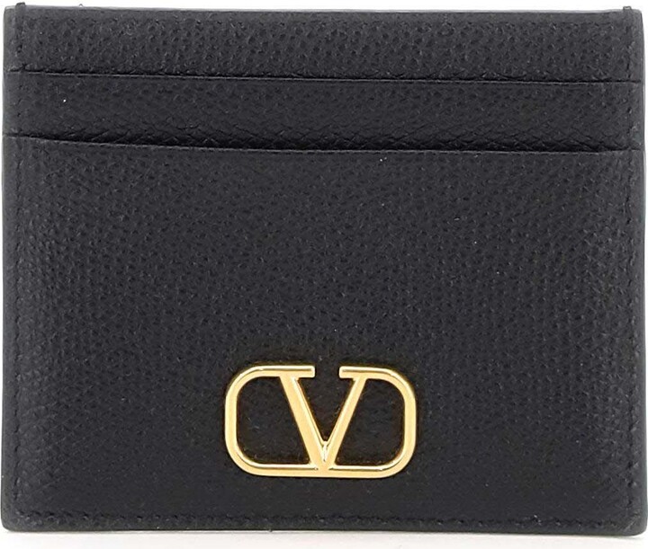 Valentino Garavani Vlogo Signature Grainy Calfskin Wallet with Chain Woman Black Onesize