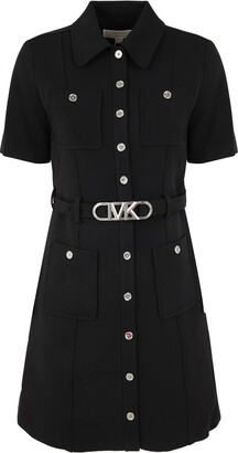 Michael Michael Kors Stretch Crepe Belted Utility Dress