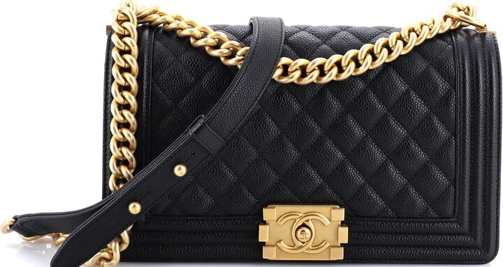 Chanel Boy Flap Bag Quilted Caviar Old Medium